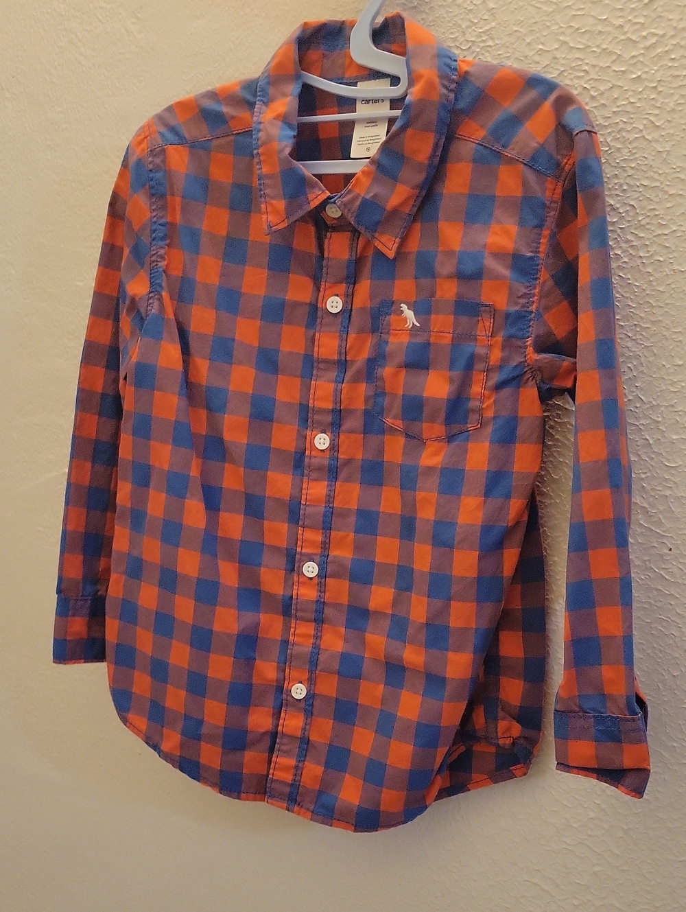 Carter's Orange and Blue Plaid Button-Down Shirt 5T